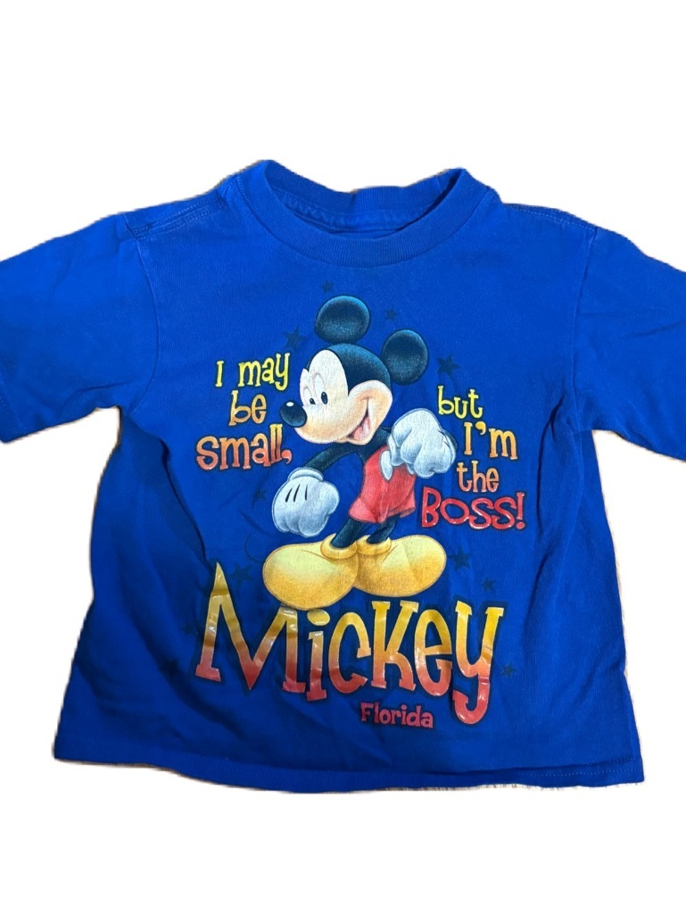 Vintage Disney Blue Mickey Mouse 'I'm the Boss' Florida T-shirt 3T